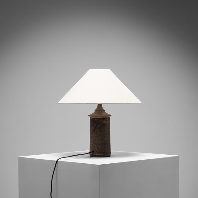 Brown Glazed Stoneware Table Lamp by Kai Klinge for Oreby Keramik, Denmark, 1970s For Sale - Image 3 of 9