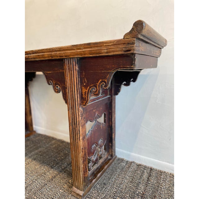 Wood Antique Asian Wood Alter Console Table For Sale - Image 7 of 10