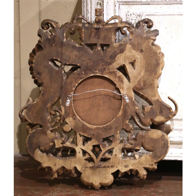 Mid-19th Century French Black Forest Bleached Oak Royal Coat of Arms Mirror For Sale - Image 10 of 11