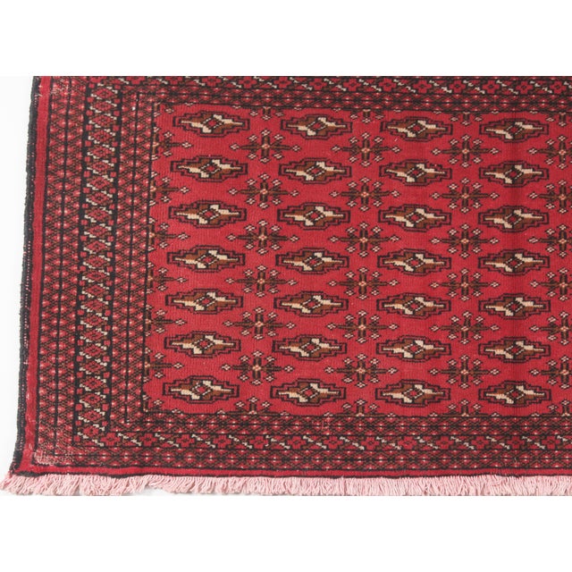 Art Deco Late 20th Century Handwoven Turkoman Rug, Red Field for Entry -2' 2'' X 4' 7'' For Sale - Image 3 of 7