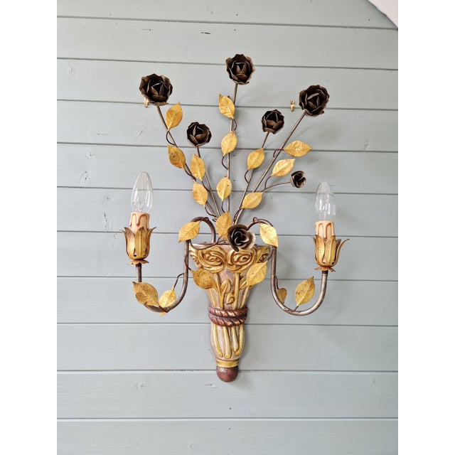 Hollywood Regency Florentine Wall Sconce, 1960s For Sale - Image 12 of 12