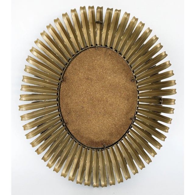 Italian Mid-Century Modern Oval Gilt Wrought Iron Mirror With Curved Details For Sale - Image 11 of 12