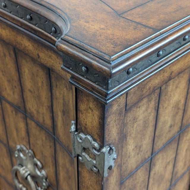 Wood Two Door Cabinet With Metal Accents For Sale - Image 7 of 9