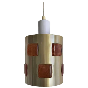 Swedish Glass and Metal Ceiling Lamp by Einar Backstrom & Erik Hoglund, 1970s