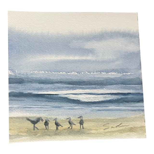 “Morning Tides” Original Coastal Seascape Watercolor by Nancy Smith For Sale