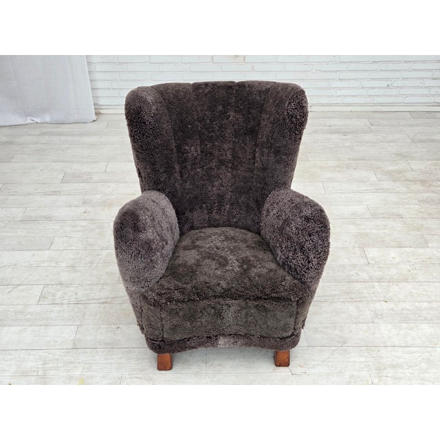 Vintage Danish Reupholstered Chair in Sheepskin, 1960s For Sale - Image 18 of 18