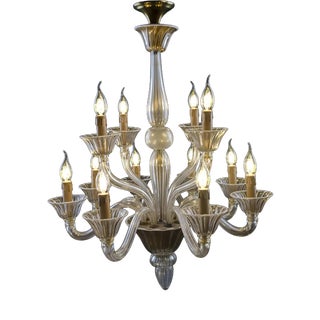 Venetian Glass Chandelier with Twelve Arms For Sale