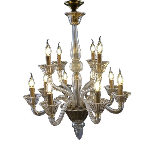 Venetian Glass Chandelier with Twelve Arms For Sale