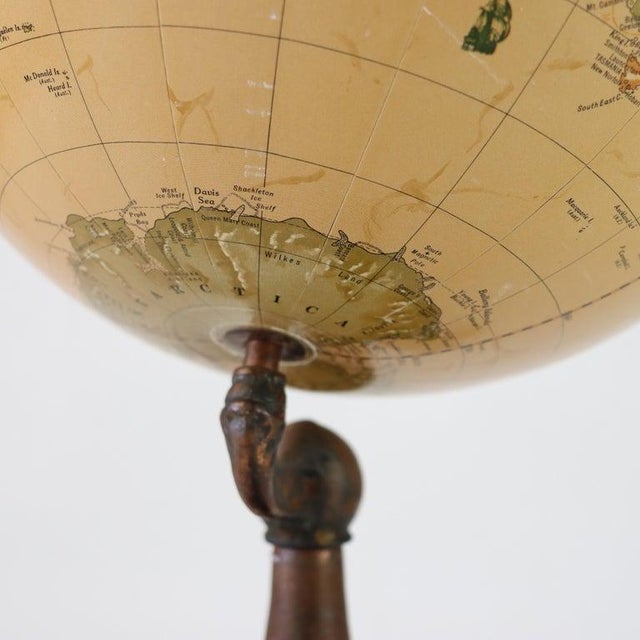 Antique Cram’s Imperial World Globe With Cast Iron Clawfoot Base C1920 For Sale - Image 11 of 11