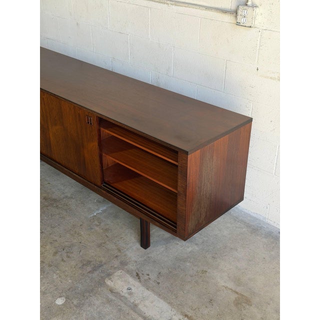 Rosewood Sideboard Long Sliding Door Credenza Denmark Mid-Century Modern 1960s For Sale In Los Angeles - Image 6 of 10