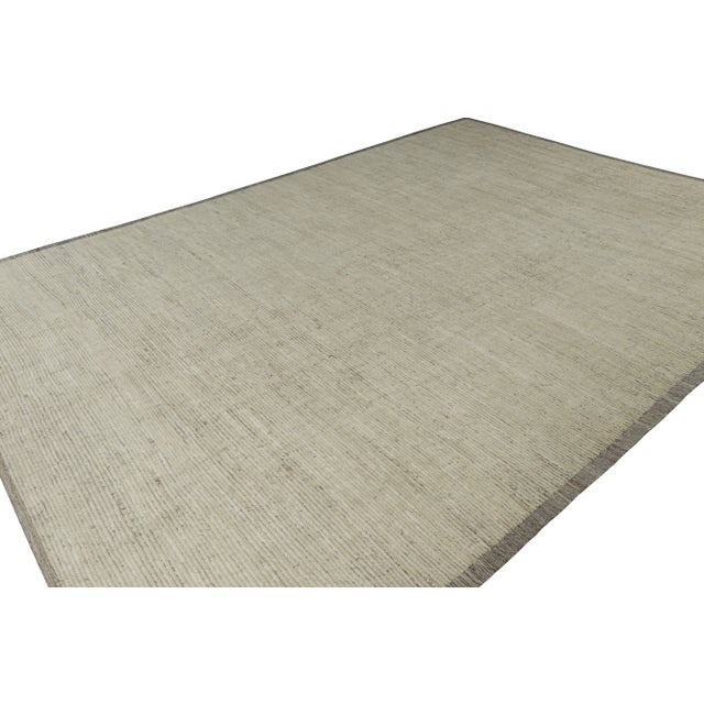 2010s Rug & Kilim’s Textural Kilim With Beige and White Textural Stripes and Striae For Sale - Image 5 of 7