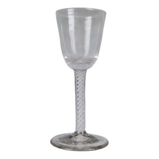 18th Century Georgian Opaque Twist Wine Glass with Double-Series Stem, 1770 For Sale