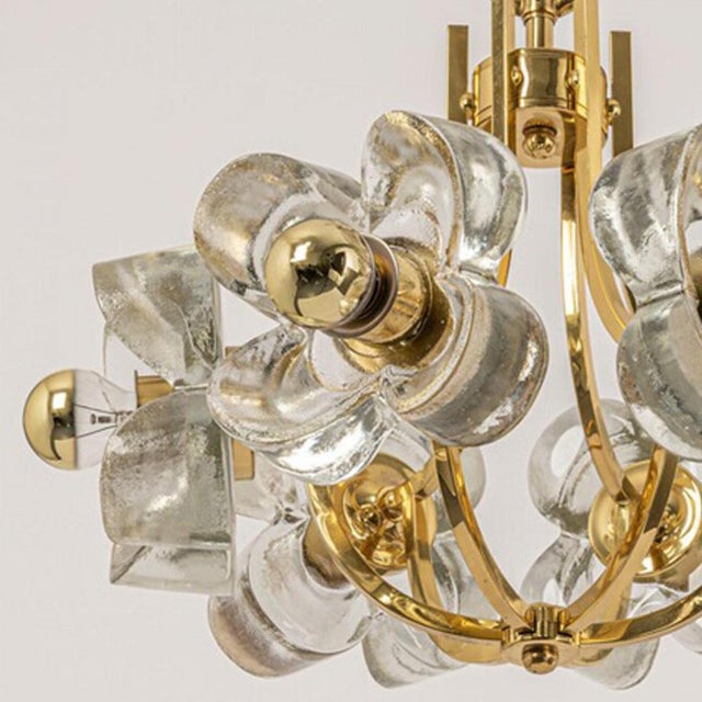 Modernist Glass and Brass Chandelier from Simon and Schelle, 1960s For Sale - Image 11 of 12
