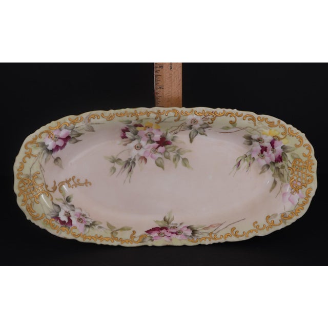 Antique Haviland Limoges Hand Painted Floral Relish / Serving Tray With Heavy Gilt Decoration Circa 1890–1910 For Sale In Philadelphia - Image 6 of 7