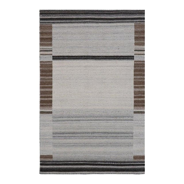 9x12 Gray Handwoven Wool Viscose Framed Linear Texture Geometric Carpet Rug For Sale