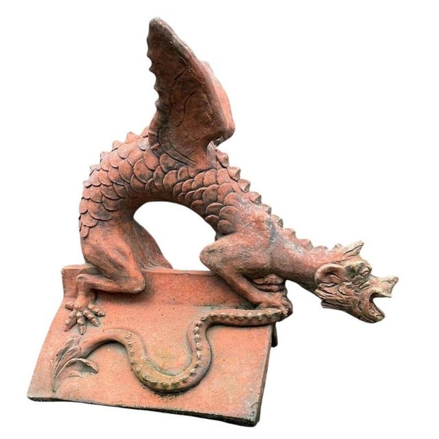 Gothic Dragon Terracotta Stone Roof Ridge Finial Garden Ornament For Sale - Image 6 of 6