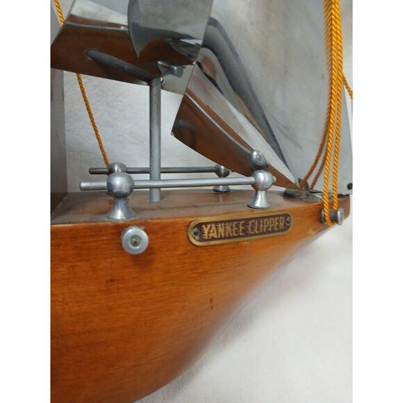 Realism 1950s Yankee Clipper Ship Wooden Sailing Boat‎ Wood Mantel Display Decor Vintage For Sale - Image 3 of 15