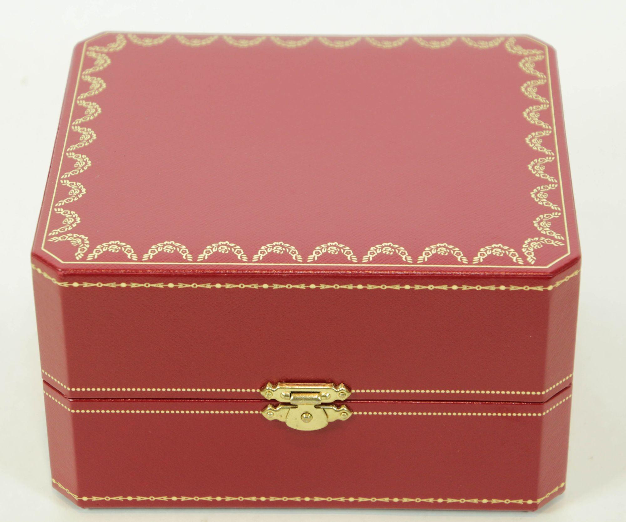 Cartier Jewelry Storage Watch Box in Red Leather Gilt Embossed