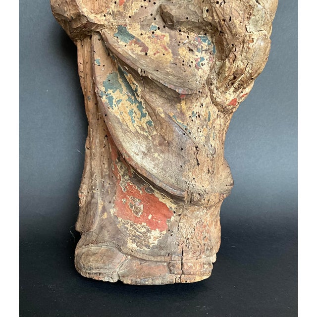 Wood Medieval Polychrome Statue of Virgin and Child, Late 14th-Early 15th Century, Wood For Sale - Image 7 of 9