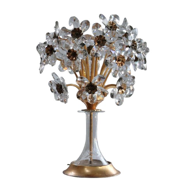 Flower Table Lamp in Crystal Glass Chalice from Palwa For Sale