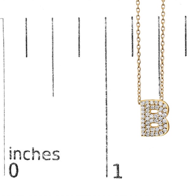 Early 21st Century 10K Yellow Gold Diamond Accent "B" Initial Bubble Pendant Necklace For Sale - Image 5 of 5