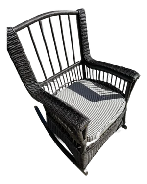 19th Century Antique Wicker Rocking Chair (By United Indurated Fibre Company), Newly Restored