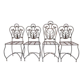 French Wrought Iron Chairs, 1970s, Set of 4 For Sale