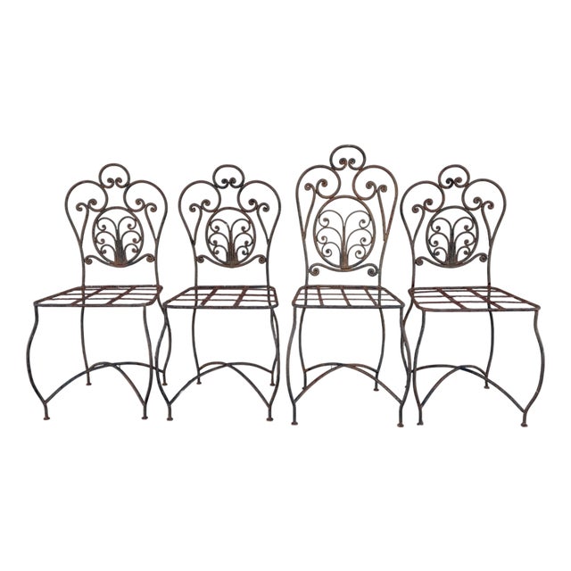 French Wrought Iron Chairs, 1970s, Set of 4 For Sale