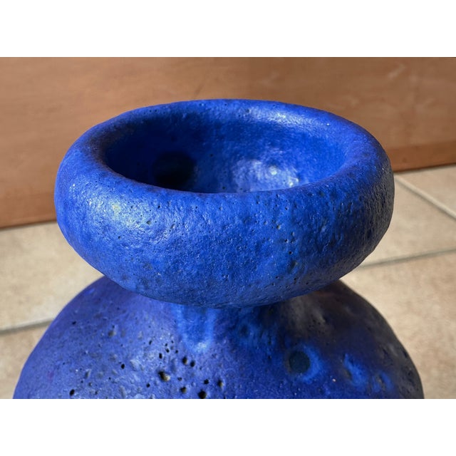 Ceramic Studio Ceramic Art Vase with Blue Lava Glaze by Hartwig Heyne for Hey Keramik, West Germany, 1970s For Sale - Image 7 of 16