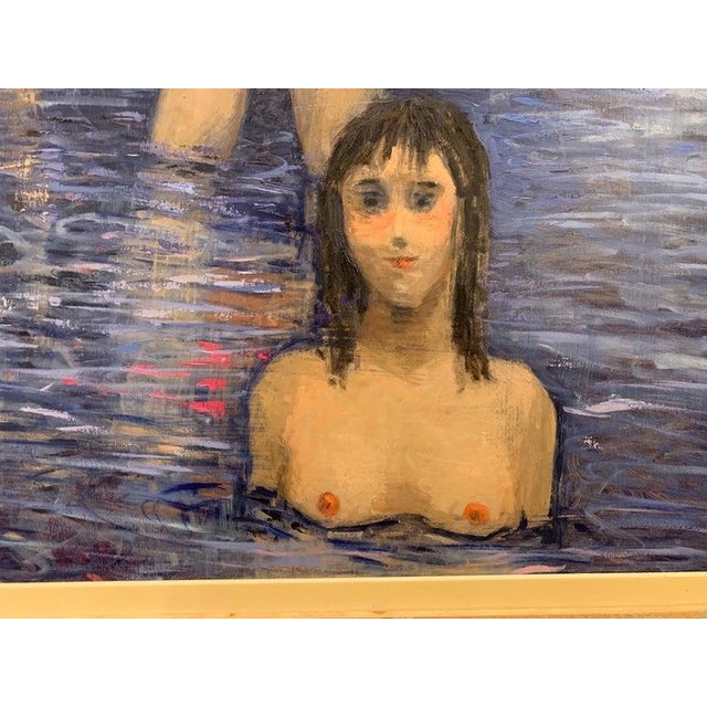 2000 - 2009 Giampaolo Talani "The Bay With Full Moon" Oil on Board, Large Figurative Nocturne, Tuscan Coastal Art, Contemporary Art by Italian Master, 2000 For Sale - Image 5 of 12