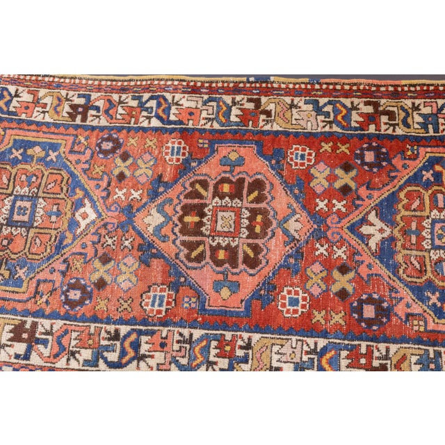 Textile Antique Persian Heriz Rug 3'5'' X 10'1'' For Sale - Image 7 of 9