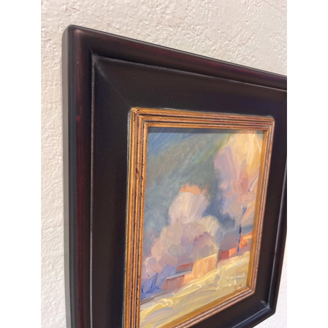 Impressionist Taos Winter by Jane Ford | Oil on Panel Winter landscape with soft colors and trees. For Sale - Image 3 of 5