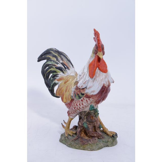 Vintage Pair of Corbet Italian Majolica Porcelain Roosters - Signed For Sale - Image 4 of 18