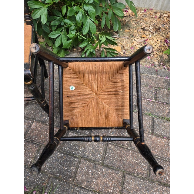 Brown Pair of Antique Ladder Back Child Kid Woven Chairs For Sale - Image 8 of 15
