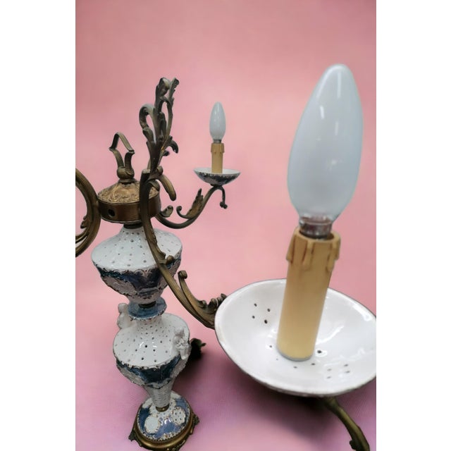 Ceramic 3-Armed Table Lamp from Trinità di Luce, 1950s For Sale - Image 6 of 8
