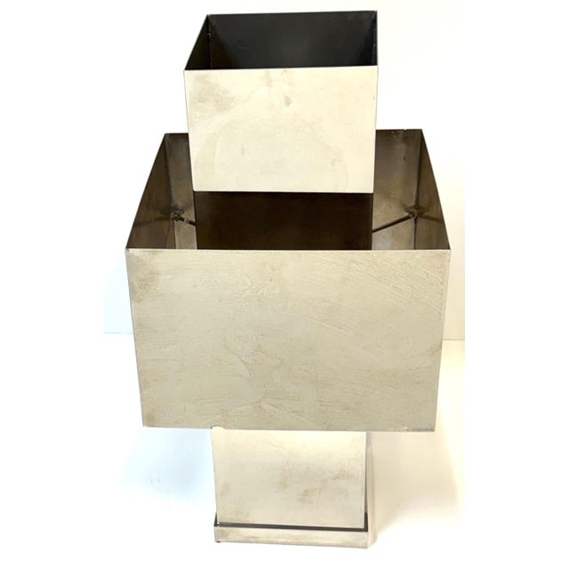 Mid 20th Century Polished Chrome Cubist Table Lamps, After Willy Rizzo - a Pair For Sale - Image 11 of 13