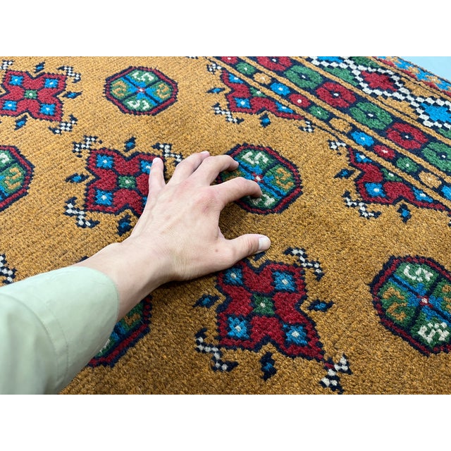 Mustard Gold Mori Gul Tribal Oriental Runner Rug, 2'10" X 9'4" For Sale - Image 12 of 16