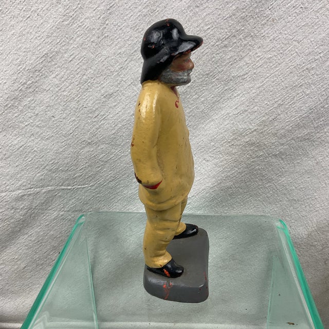 American Vintage Cast Iron Old Salt Fisherman Doorstop For Sale - Image 3 of 5
