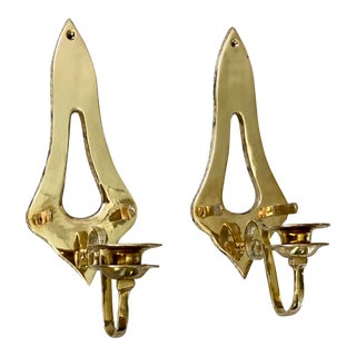 Pair of Brass Wall Candle Sconces For Sale