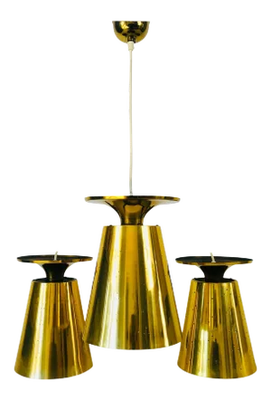 1950s Polished Brass Pendant Lamps Attributed to Paavo Tynell - Set of 3