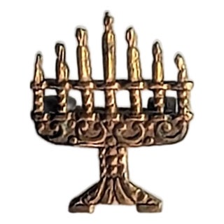 Vintage Menorah Lapel Pin Tie Tack Judaica Ornate For Sale
