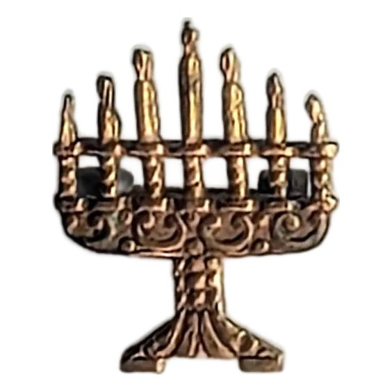 Vintage Menorah Lapel Pin Tie Tack Judaica Ornate For Sale