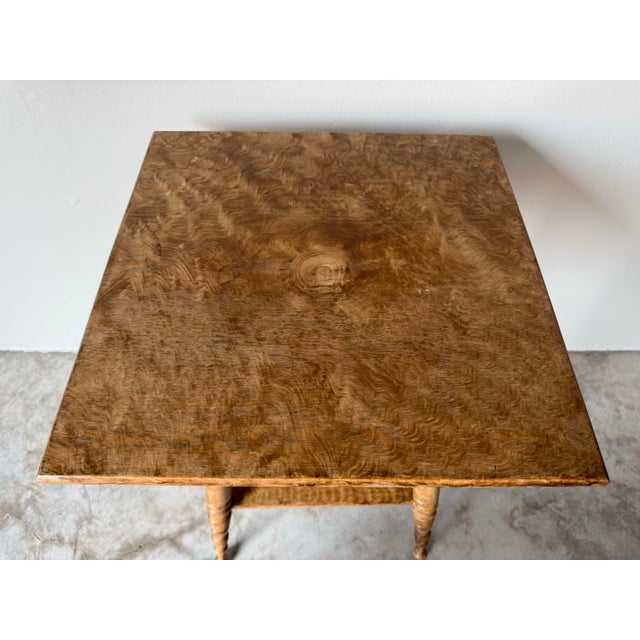 Mid-Century Modern 1960s Vintage Two-Tier Oak Parlor or End Table With Turned Legs For Sale - Image 3 of 12