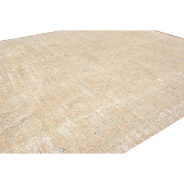 Mid 20th Century Mid-20th Century Vintage Distressed Wool Rug For Sale - Image 5 of 9