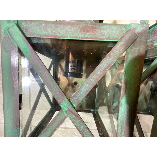 Funky Pair of Solid Copper Wall Lantern -13”h X 5”w X 5”.75 D For Sale - Image 10 of 13