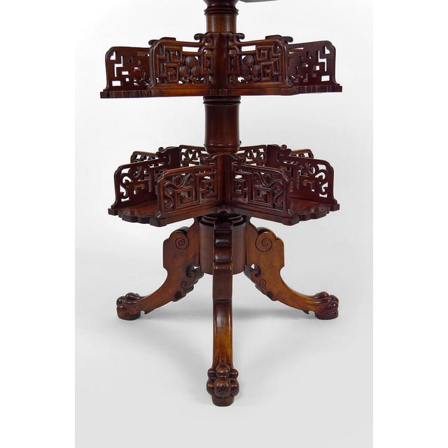 Wood Japanese Bookcase Pedestal Table attributed to Gabriel Viardot, France, 1880s For Sale - Image 7 of 17