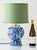 Hand-painted Dutch Delftware Chinoiserie lamp dated 1971, featuring a classic blue-and-white ginger jar base with a...