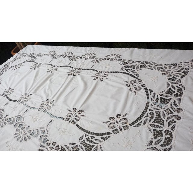 Late 19th Century Antique Embroidered Tablecloth, 1890, Set of 6 For Sale - Image 5 of 17