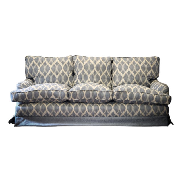 Connaught Grand 3-Seater Sofa in Jane Churchill Fontane Blue Linen Upholstery from Peter Dudgeon, 2010s For Sale