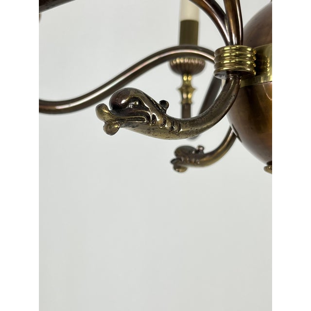 Gold Mid-Century 8-Light Brass Chandelier, 1950s For Sale - Image 8 of 10